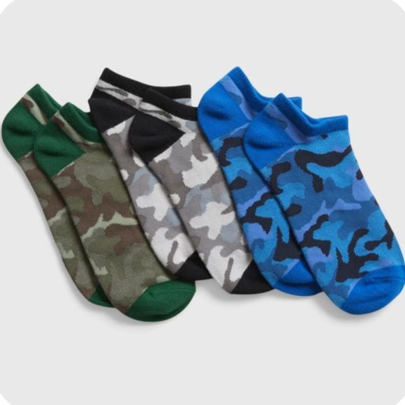 GAP Accessories Gap Kids Noshow Socks 3pack Multi Color Camo New